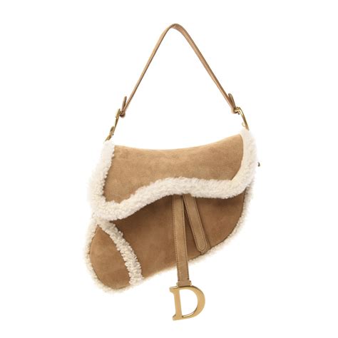 dior camel saddle bag|Dior camel shearling bag.